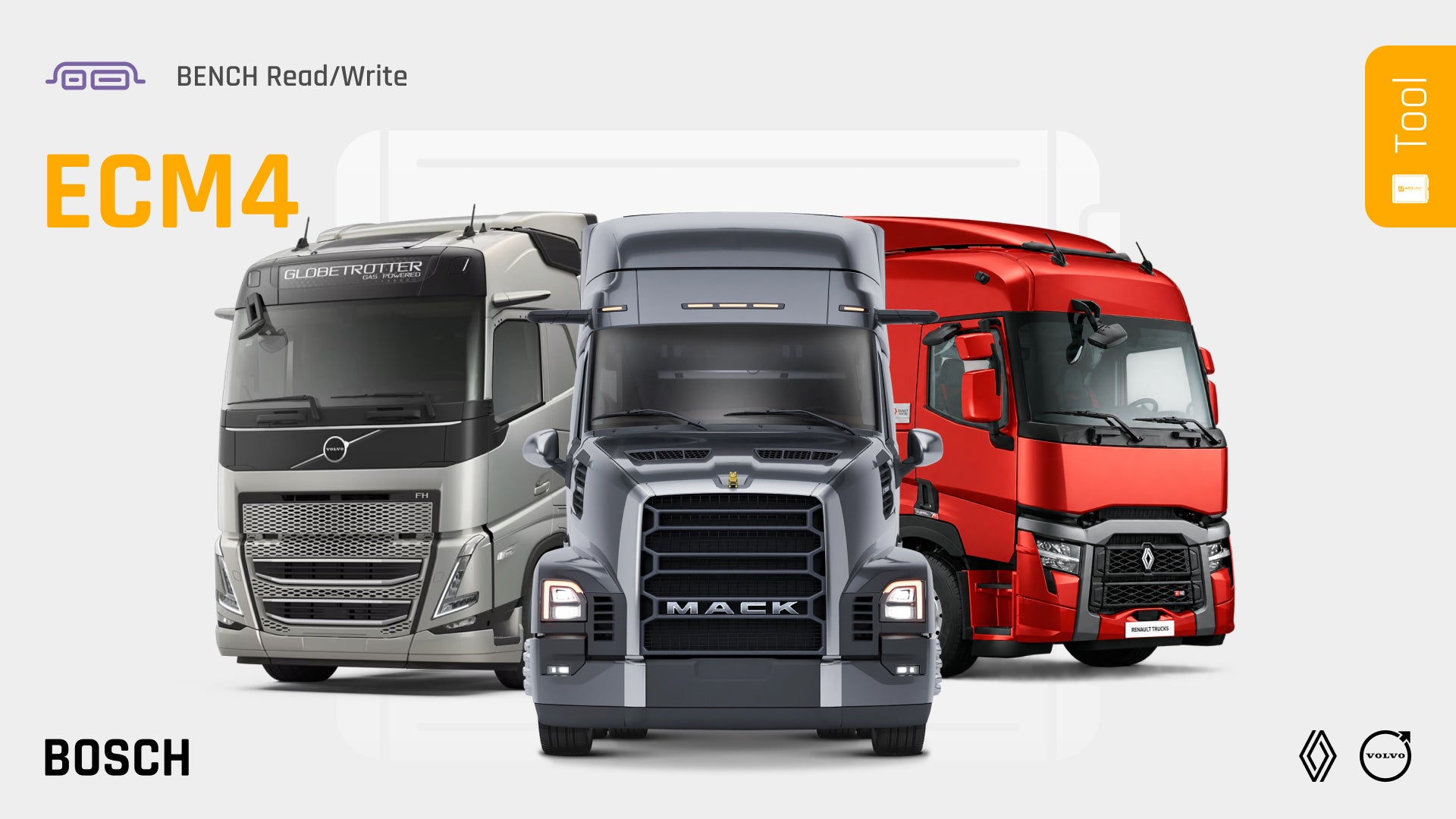 Bosch ECM4 w ciężarówkach Volvo FH, FMX i Renault Trucks DTI13 — odczyt i zapis w trybie bench, AutoTuner, BMG Tuning Wrocław