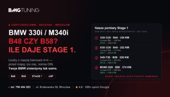 Chiptuning BMW 330i i M340i — ile daje Stage 1 na B48 i B58